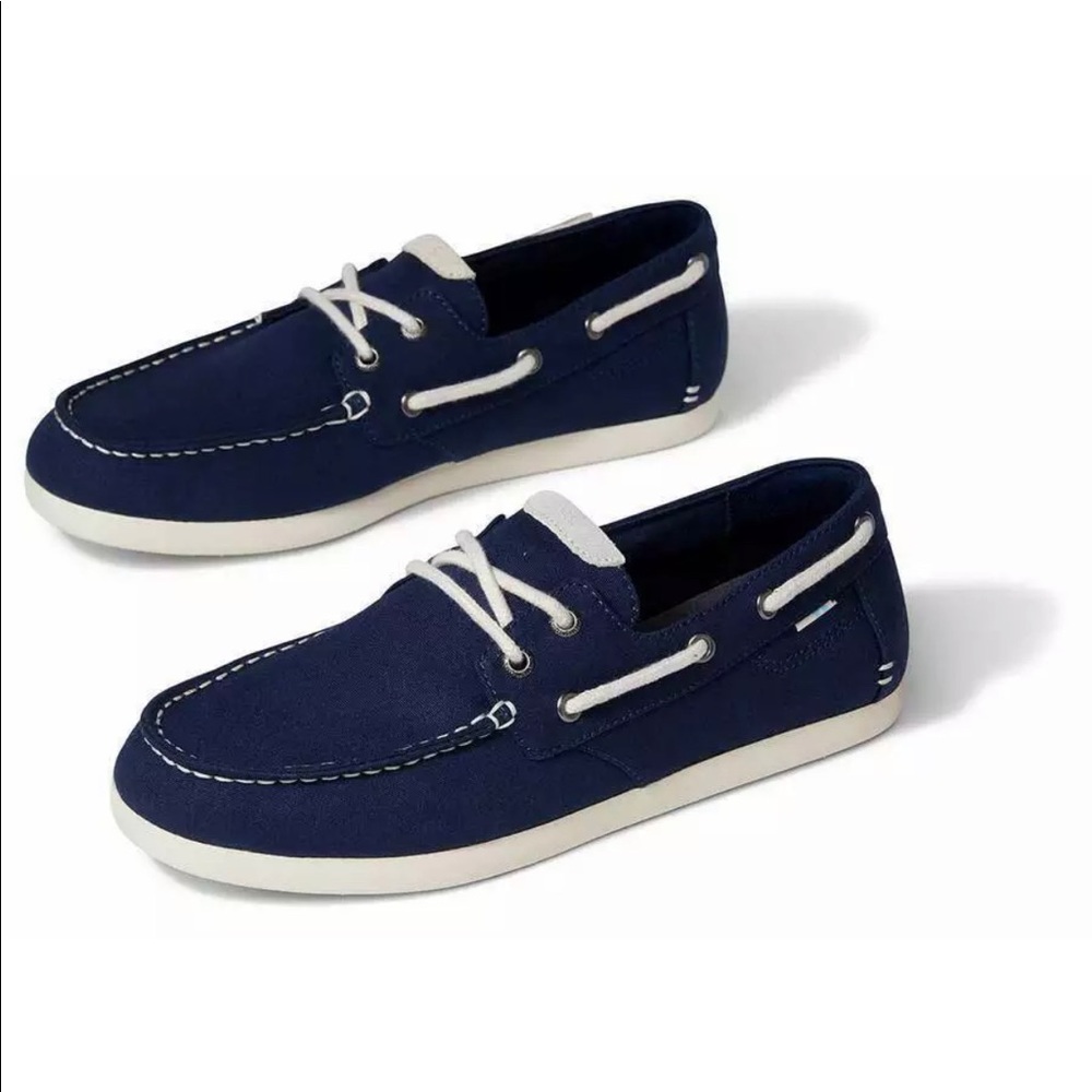 TOMS Claremont Slip-on Boat Shoes Mens Casual Sneakers CloudBound Sole Navy Blue